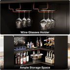 Tribesigns Bar Cabinet, L-Shaped Home Bar Table with Stemware Racks