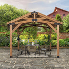 Backyard Discovery Norwood 14' x 12' Cedar Wood Gazebo, Galvanized Steel Roof, PowerPort