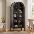 Fiogmub Tall Arched Storage Display Cabinet, Arched Pantry Cabinet with Doors, Acrylic Glass Doors