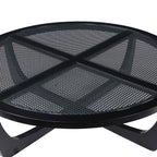 Beautiful by Drew Barrymore Round Rattan and Glass Top Coffee Table, Black