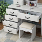 Wohh MDF Makeup Vanity with LED Mirror, Dressing Table and 5 Drawers, White
