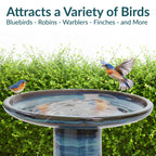 Sunnydaze Freestanding Ceramic Outdoor Bird Bath, Glazed, UV-Resistant Galaxy Blue Finish