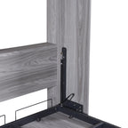 Euroco Pine Wood Twin Size Murphy Bed, Convertible Wall Bed into A Cabinet, Gray