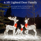 Best Choice Products 6.5ft 3-Piece Lighted Christmas Deer Set Outdoor Yard Decoration w/ 385 LED Lights, Stakes - Gold