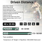48V 20AH Ebike Battery 48V Lithium Battery 48V Battery with Charger for 750W-1500W Adult Electric Bike Tricycle