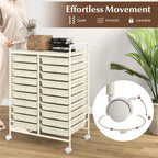 Costway 20 Drawer Rolling Storage Cart Tools Scrapbook Paper Office School Organizer Yellow