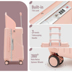 22 Inch TSA Lock Luggage with for Kids& Adult,Check in Lockable Spinner Wheels Free Luggage Cover and Safety Seatbelt Travel Suitcase
