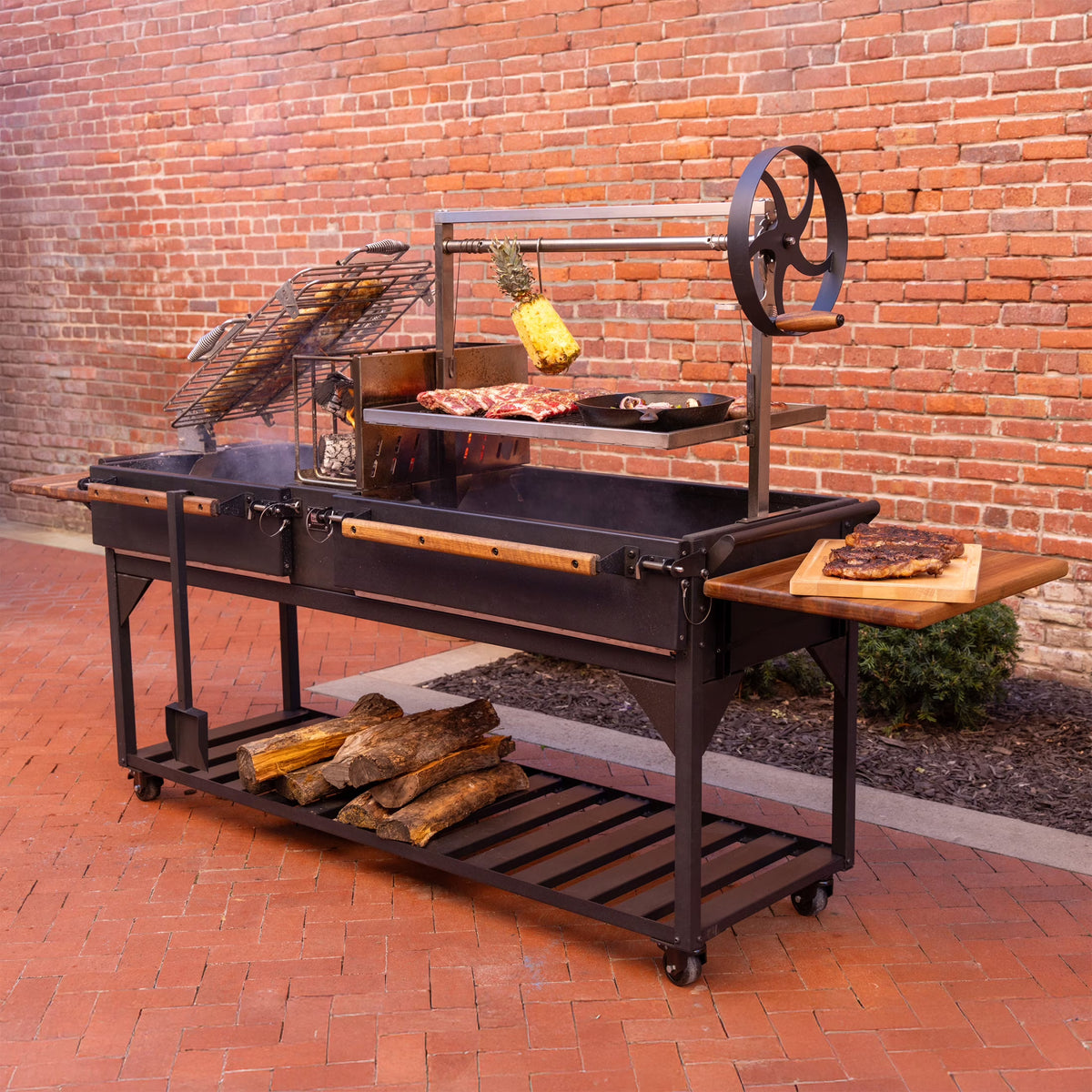 Backyard Discovery Argentine Santa Maria XL Wood Fire & Charcoal Steel Grill, Asado Clamp