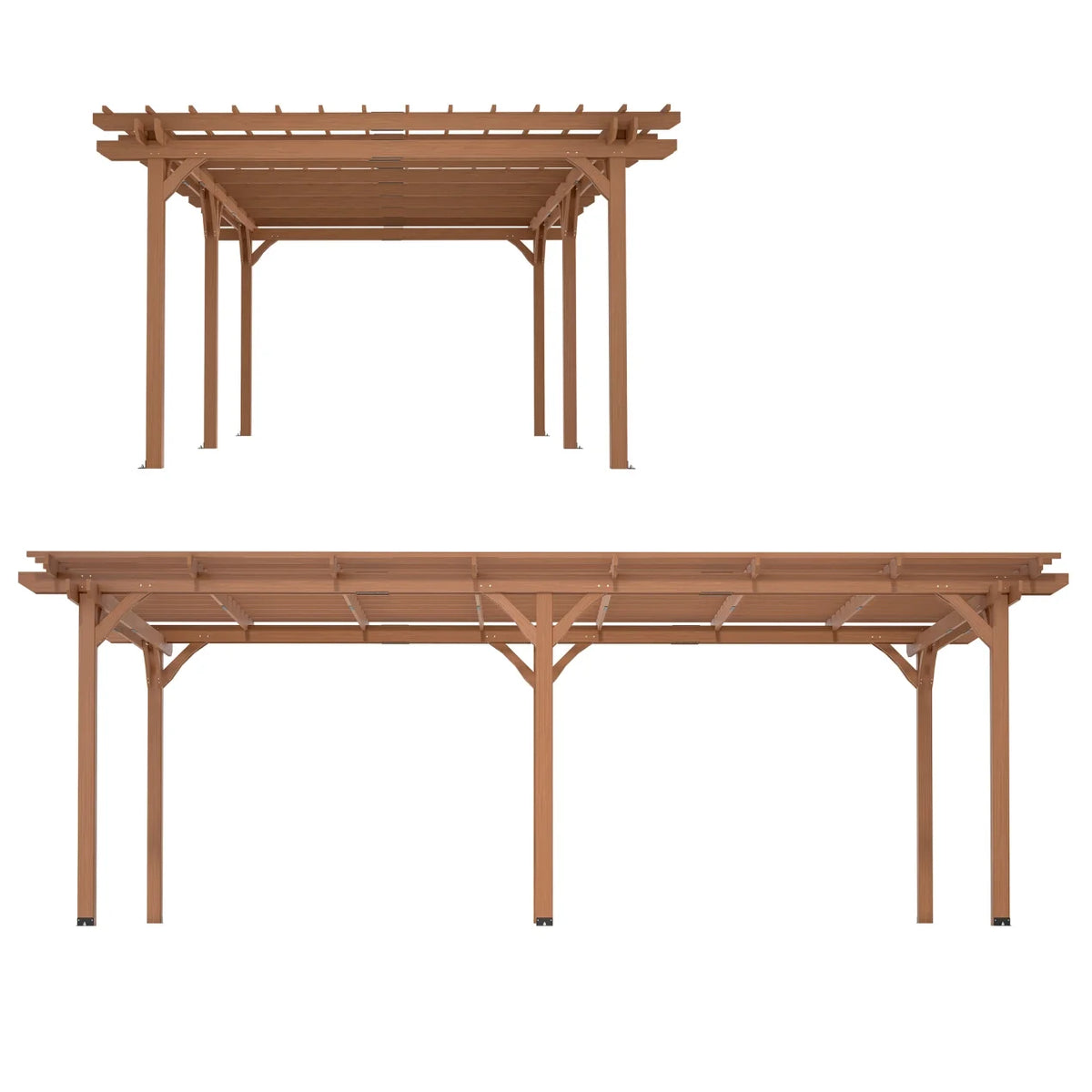 12 x 10 FT Outdoor Pergola, Wooden Pergola Gazebo with Climbing Plant Support and Waterproof, for Patio Porch Garden Backyard, Brown