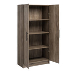 Prepac Adjustable Shelves Cabinet - Functional Tall Garage Table, 16"D x 32"W x 65"H Freestanding Garage Cabinet with 2-Doors, Light Gray - GES-3264