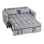 Gewnee 55'' Modern Convertible Velvet Sofa Bed with Pull-Out Twin Bed, Adjustable Backrest for Living Room, Office (Dark Gray)