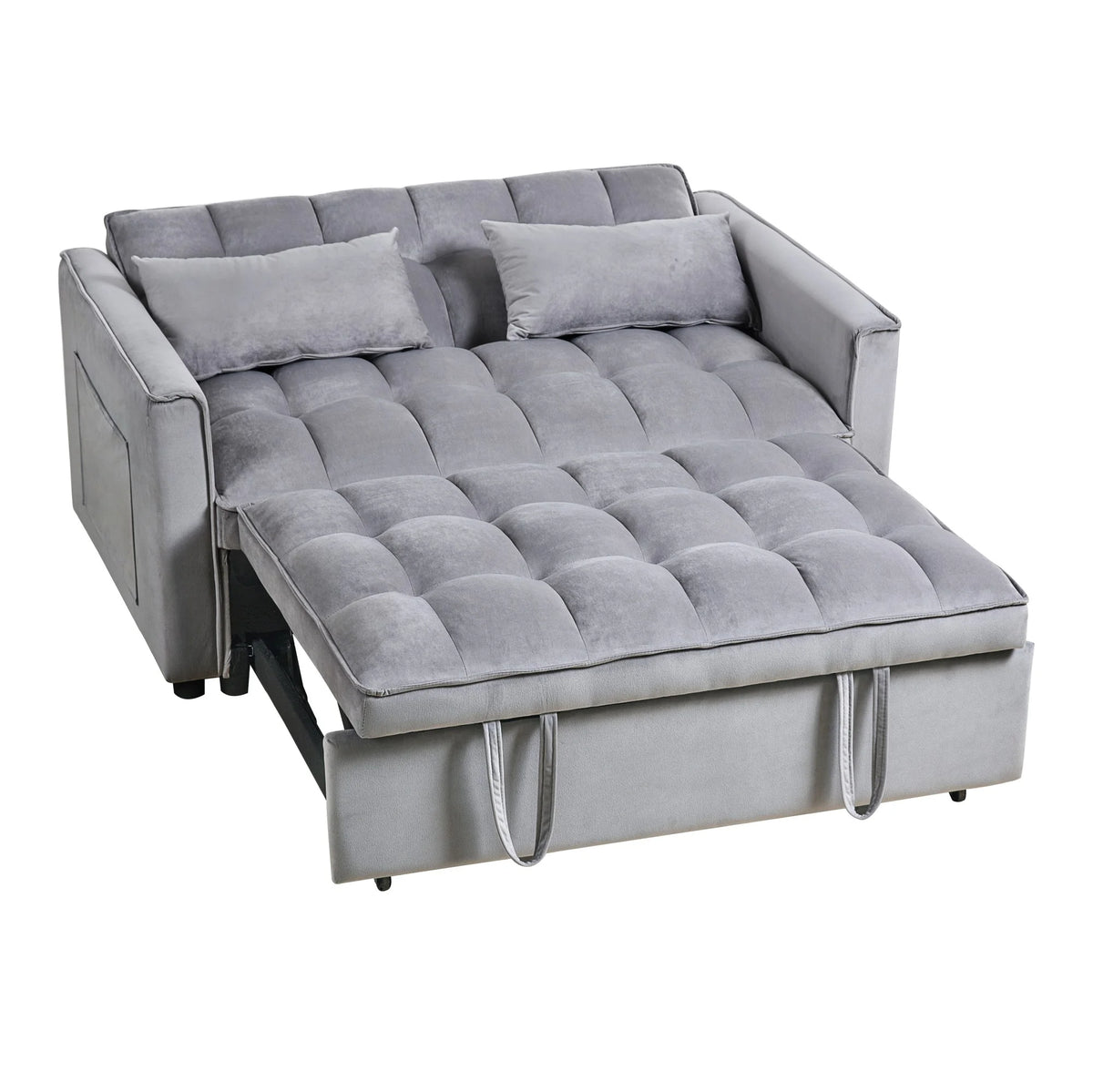 Gewnee 55'' Modern Convertible Velvet Sofa Bed with Pull-Out Twin Bed, Adjustable Backrest for Living Room, Office (Dark Gray)