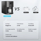 Auseo Soft Chewable Nugget Ice Maker Countertop, 44lbs /24H, Self-Cleaning, One-Button Operation, Home/Kitchen/Office/Party, Silver
