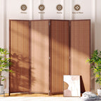 JOSTYLE 4-Panel Room Divider 6ft Tall Extra Wide Folding Privacy Screen with Diamond Double-Weave Divider for Room Separation Freestanding Red Brown