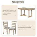 Bellemave 6-Piece Dining Table Set, Rubber Wood Rectangular Kitchen Table Set for 6, Farmhouse Dining Table Set with 4 Upholstered Chairs and Bench (Gray)