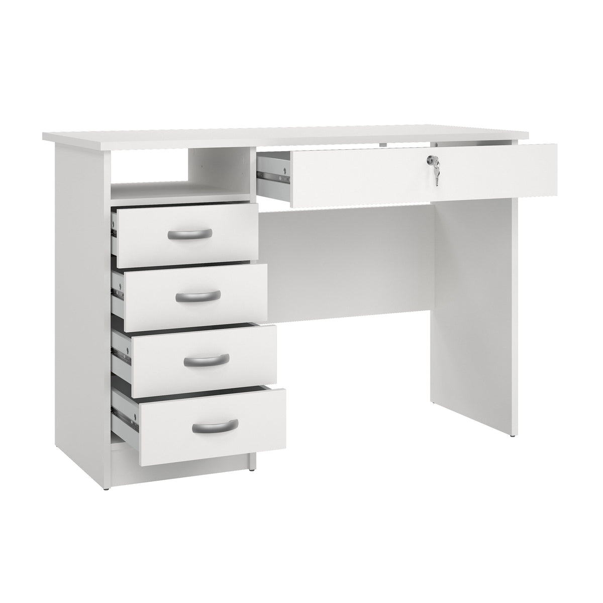 Tvilum Walden 5 Drawer Office Desk with 1 Locking Drawer for Adults, White