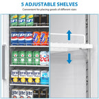 Garvee Commercial Refrigerator,12.4 Cu.ft Display Fridge Merchandiser Upright Beverage Cooler,Single Glass Door Fridge with Adjustable Shelves & LED Lighting,Black