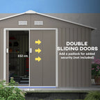 Outsunny 7' x 4' Metal Storage Shed Organizer, Garden Tool House with 4 Vents and 2 Sliding Doors for Backyard, Patio, Garage, Lawn, Dark Gray