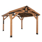 Backyard Discovery Norwood 14' x 12' Cedar Wood Gazebo, Galvanized Steel Roof, PowerPort