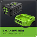 Greenworks 60V 20" Brushless Cordless Battery Powered Pole Hedge Trimmer, 2.0Ah Battery and Charger Included