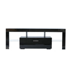 PAPROOS TV Stand for TVs up to 70", High Gloss TV Cabinet with LED Light, Modern TV Console Table with Storage Drawers, Media Television Stand Entertainment Center, White