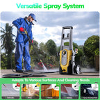 VECUKTY Electric Pressure Washer,3700 PSI Max 2.5 GPM Power Washer with 35FT Cord,20FT Hose,4 Quick Nozzles,Foam Cannon for Car Garden Patio