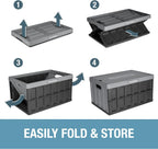 CleverMade 3 Pack Stackable Collapsible Storage Bin with Lids - 16 Gal Ocean