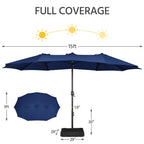 Topeakmart 13ft Patio Parasol Canopy with Crank, Tan