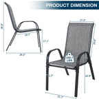 Arlopu 8Pcs Patio Dining Chairs Outdoor Stackable Armrest Chairs for Lawn Garden Backyard