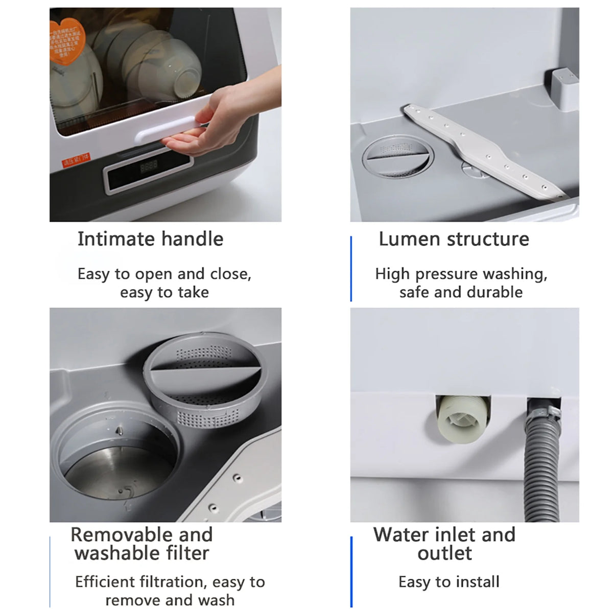 Autrinix Portable Dishwasher with 99.9% Sterilization, 3 Wash Modes & Water-saving Function, Compact Design, Perfect for Apartments & Small Kitchens