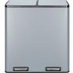 LAZY BUDDY Dual Garbage Can, Stainless Steel 16 Gallon Step Kitchen Trash Can with Soft-Close Lid, Double Compartment Garbage Recycling Bin