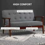 HOMCOM Modern Upholstered 2-Seat Loveseat Sofa with Linen-Touch Fabric and Rubberwood Legs, Grey