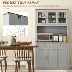 HOMCOM 71" Tall Kitchen Pantry Storage Cabinet with Microwave Stand, Gray