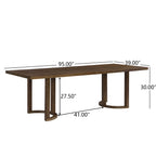 Christopher Knight Home 7-Piece Dining Set with 95" Wood Table, Curved Back Upholstered Armchairs, Walnut & Beige