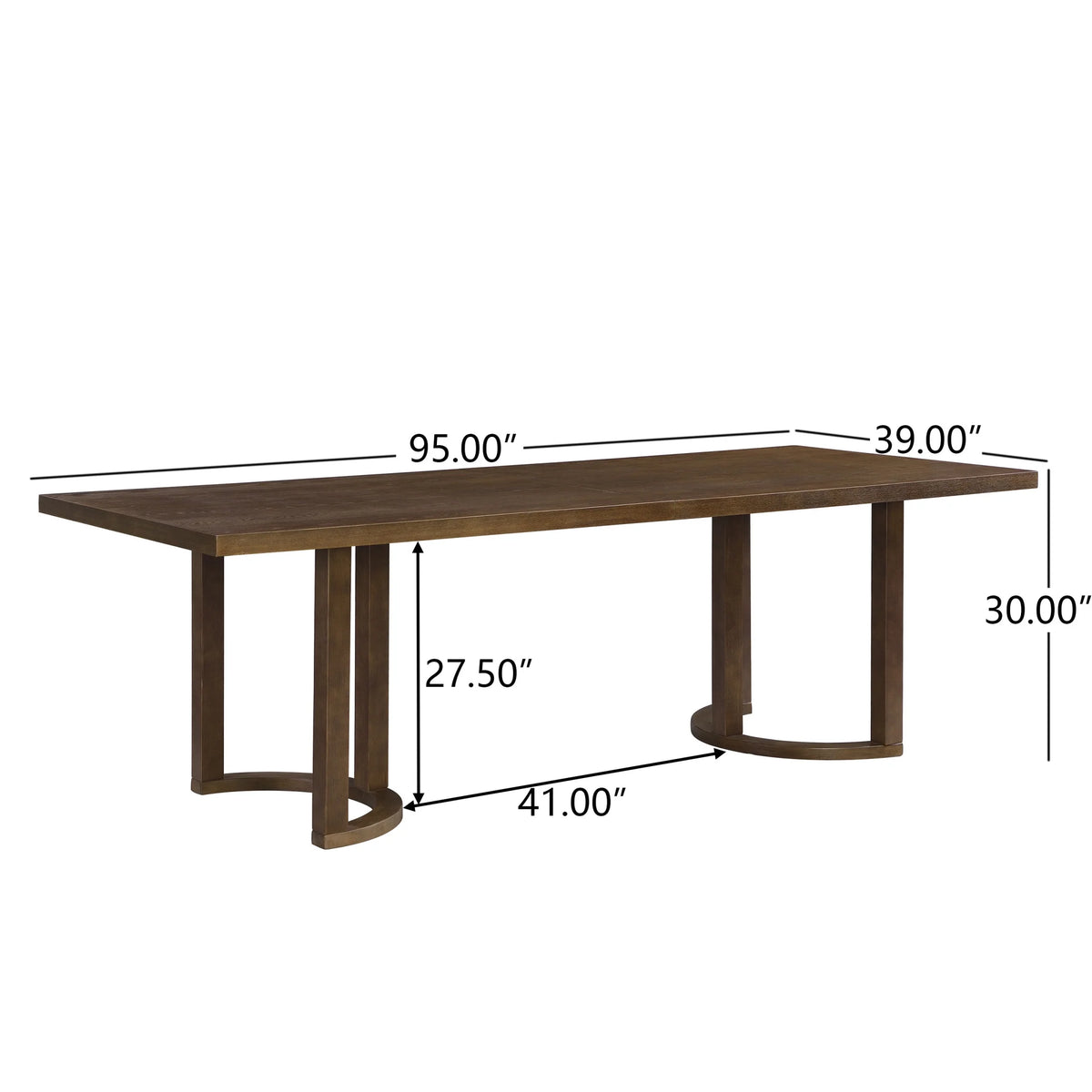 Christopher Knight Home 7-Piece Dining Set with 95" Wood Table, Curved Back Upholstered Armchairs, Walnut & Beige