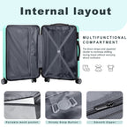 Sunbee Luggage Sets 3 Piece Hardshell Luggage Hardside Luggage Set Lightweight Suitcases with Spinner Wheels, TSA Lock