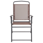 Flash Furniture Nantucket 6 Piece Black Patio Garden Set with Umbrella Table and Set of 4 Folding Chairs