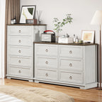 FAGAGA 6 Drawers Dresser for Living Room,Storage Cabinet Wooden Dressers Organizer for Bedroom,White