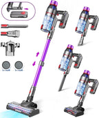 Hosaud Cordless Vacuum Cleaner - 45000pa 550W 55mins 2600mAh Lightweight Stick Vacuum Cleaners for Home Pet Hair Carpet Floor Purple