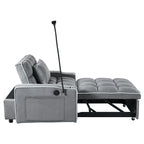 Gewnee 55'' Modern Convertible Velvet Sofa Bed with Pull-Out Twin Bed, Adjustable Backrest for Living Room, Office (Dark Gray)