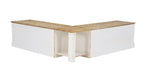 Linon Romero Backless Corner Nook with Storage, 5-Piece Cushion Set, Natural/White/Beige