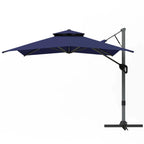 Alpha Joy 12x9ft Outdoor Patio Umbrella Large Rectangle Offset Cantilever Double Umbrella with 360°Rotation, Beige