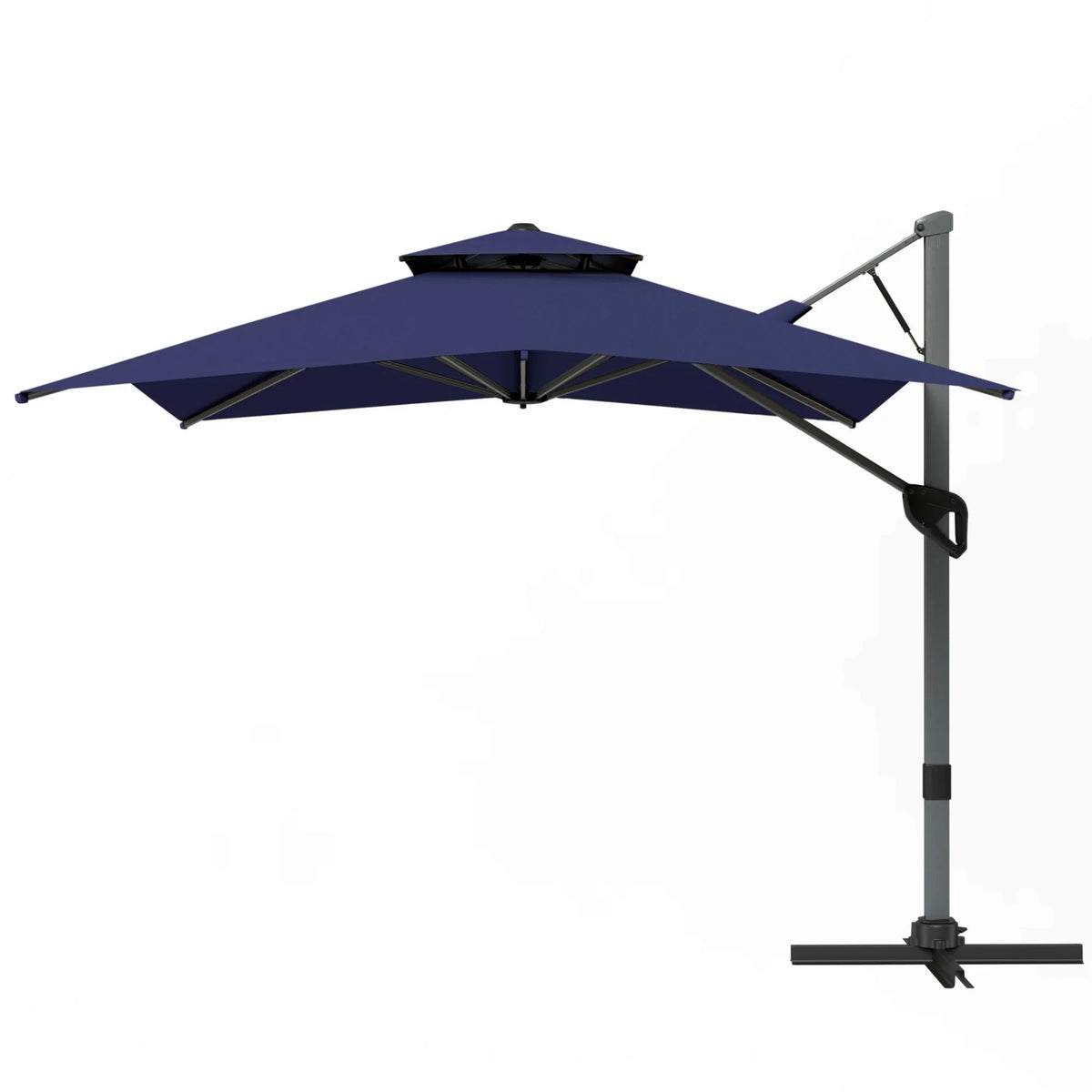 Alpha Joy 12x9ft Outdoor Patio Umbrella Large Rectangle Offset Cantilever Double Umbrella with 360°Rotation, Beige
