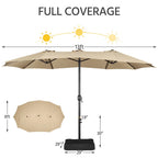 Topeakmart 13ft Patio Parasol Canopy with Crank, Tan
