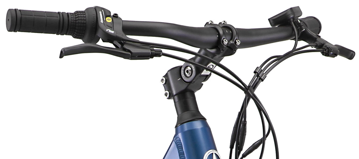 Schwinn 700c Wanderlust Unisex Electric Hybrid Bike, Matte Blue, 250w Motor, Step Thru Ebike for Adults