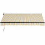 Outsunny 12' x 10' Retractable Awning, Patio Awning Sunshade Shelter with Manual Crank Handle, 280gsm UV Resistant Fabric and Aluminum Frame for Deck, Balcony, Yard, Beige and White On-Site