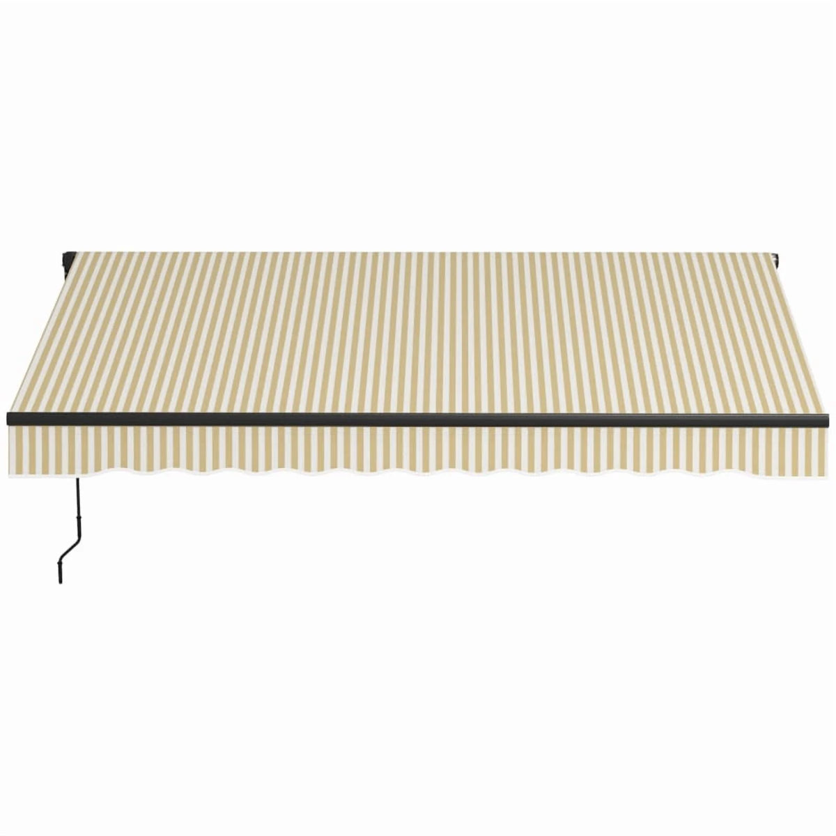 Outsunny 12' x 10' Retractable Awning, Patio Awning Sunshade Shelter with Manual Crank Handle, 280gsm UV Resistant Fabric and Aluminum Frame for Deck, Balcony, Yard, Beige and White On-Site