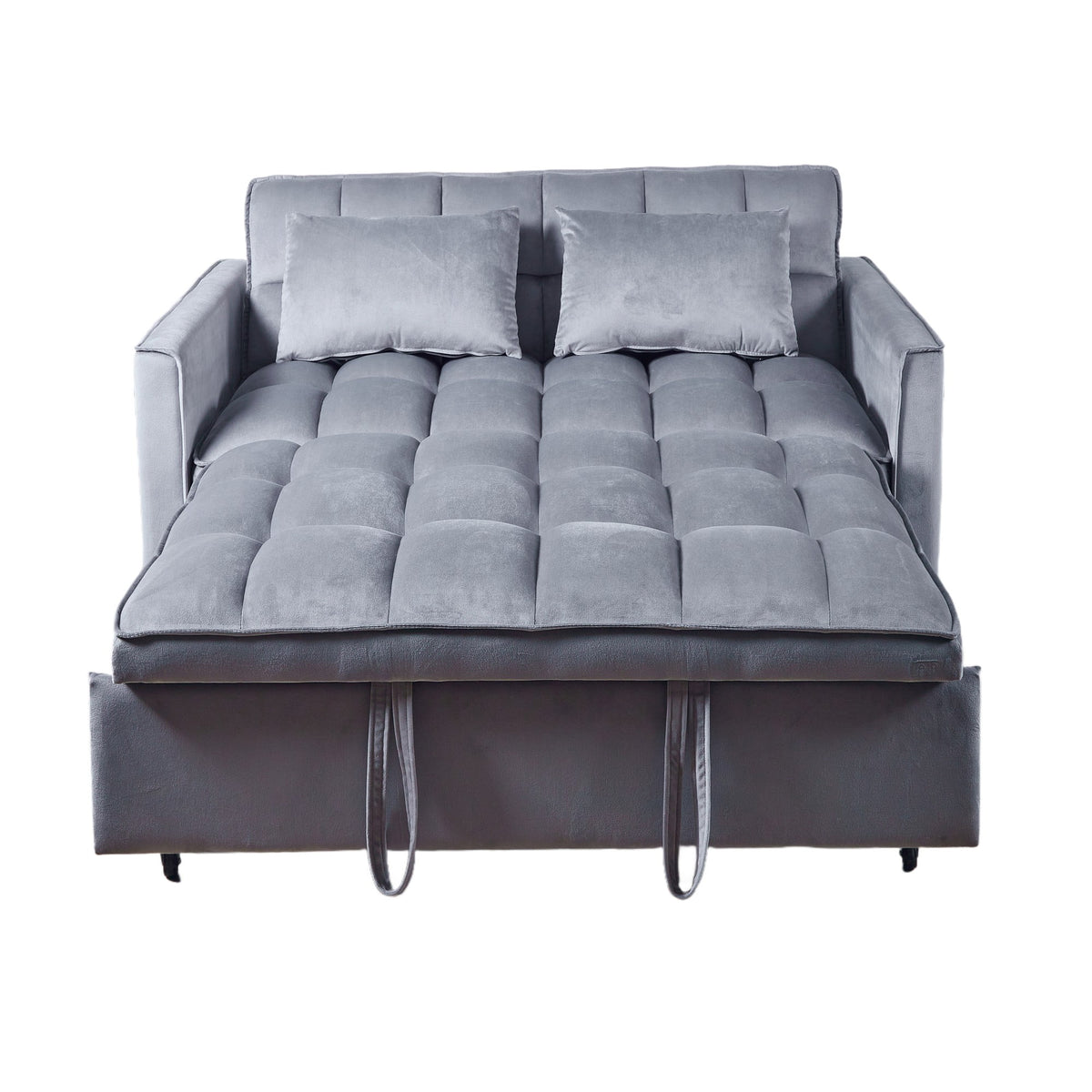Gewnee 55'' Modern Convertible Velvet Sofa Bed with Pull-Out Twin Bed, Adjustable Backrest for Living Room, Office (Dark Gray)