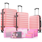 9 Piece Luggage Sets, Hard 20 24 28 inch Luggage with 6 Pieces Organize Bags Travel Suitcases Sets with Wheels, Rose