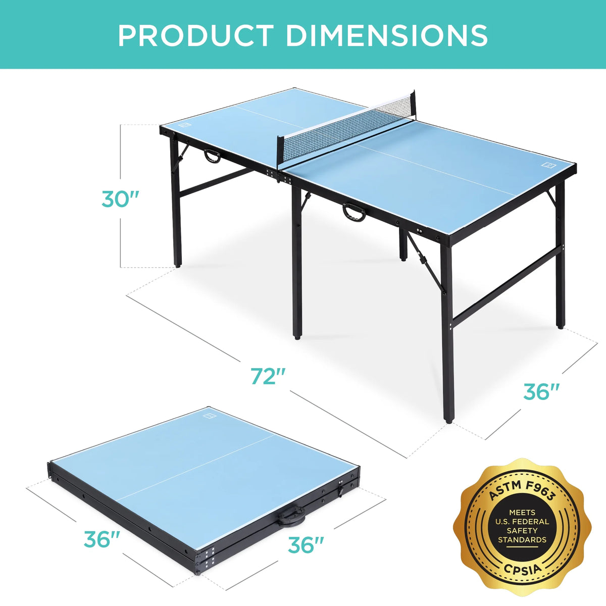 Best Choice Products 6x3ft Portable Ping Pong Table Game Set, Folding Table Tennis w/ 2 Paddles, Balls - Blue
